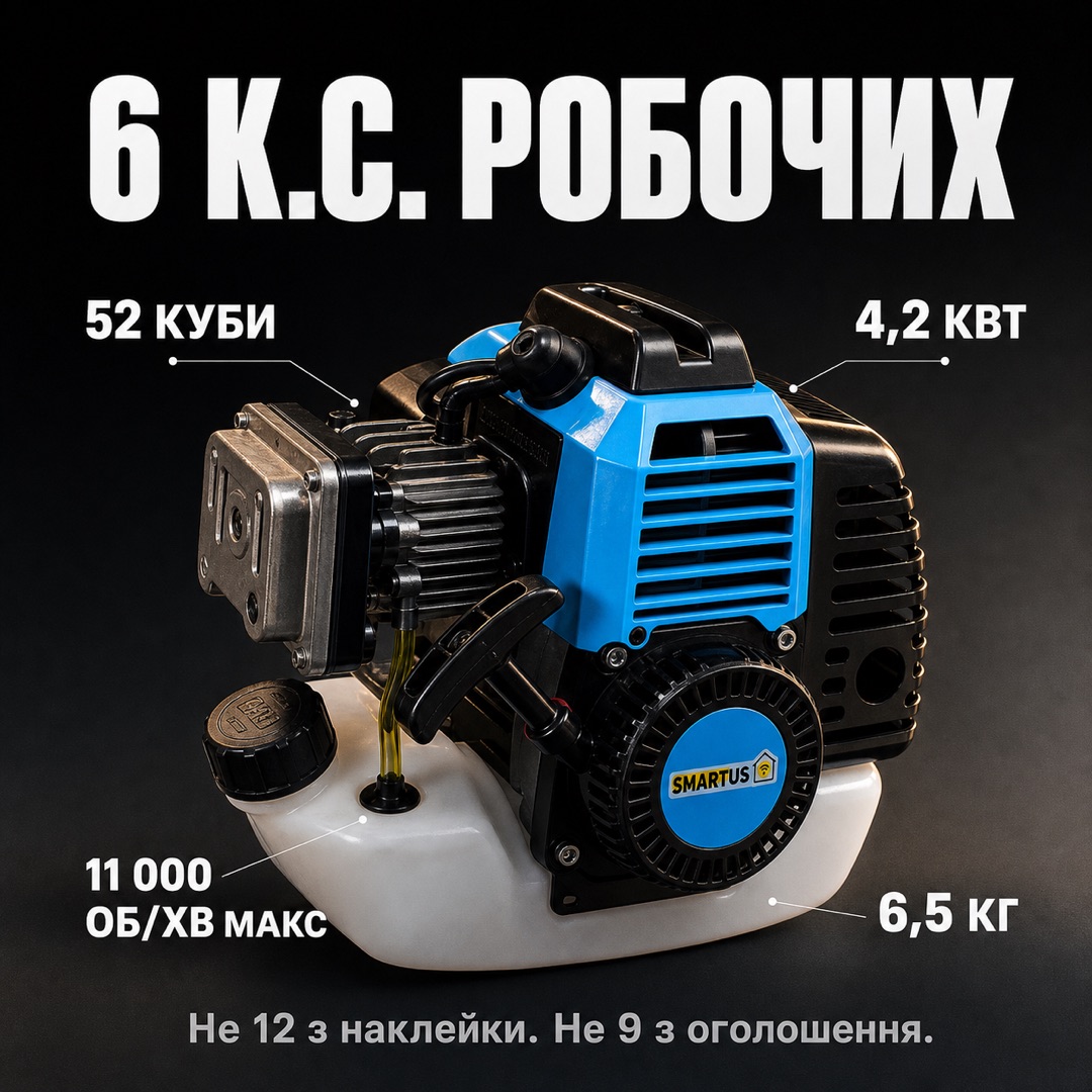 6 к.с. робочих — двигун SmartUs SM526 з ciframi callouts (52 куби, 4,2 кВт, 11 000 об/хв, 6,5 кг)