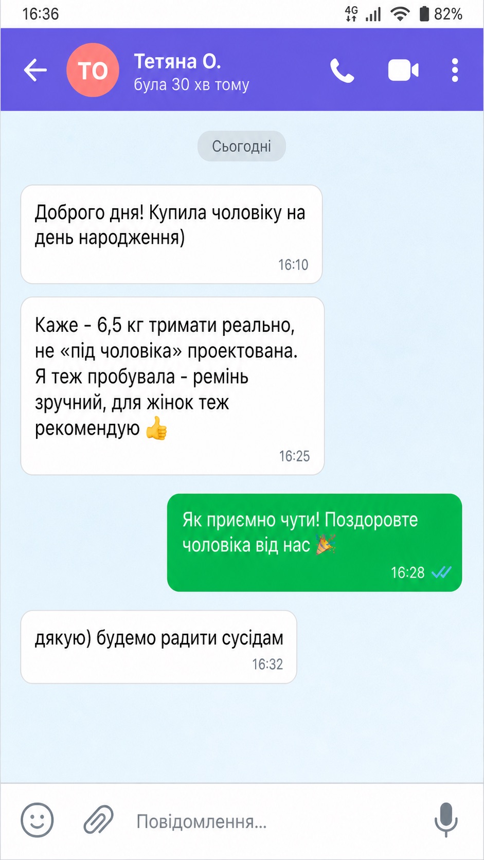 Viber-переписка з Тетяною О. — gift-buyer купила чоловіку, для жінок рекомендує